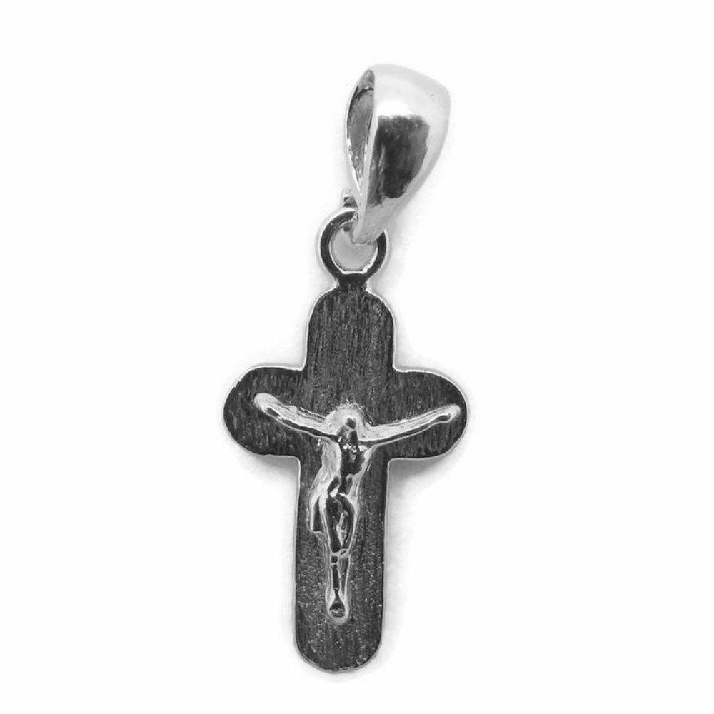 Cross Round Latina With Jesus Christ Charm Pendant